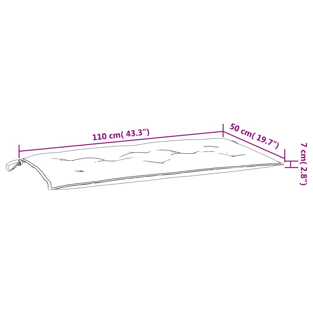 Jastuk za vrtnu klupu plavo-bijeli prugasti 110x50x7 cm tkanina
