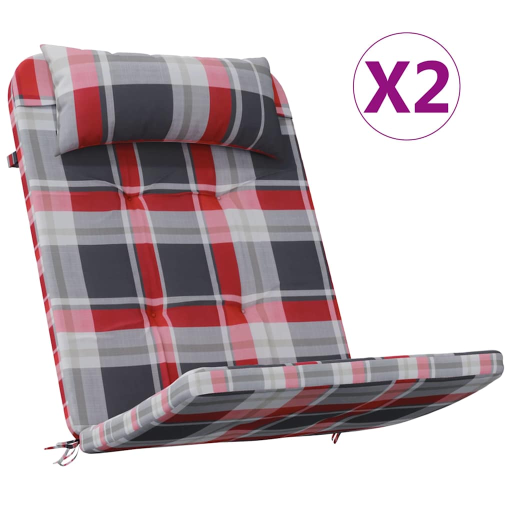 Jastučići za stolice 2 pcs Crveno karo 58 x 77 x 4,5 cm