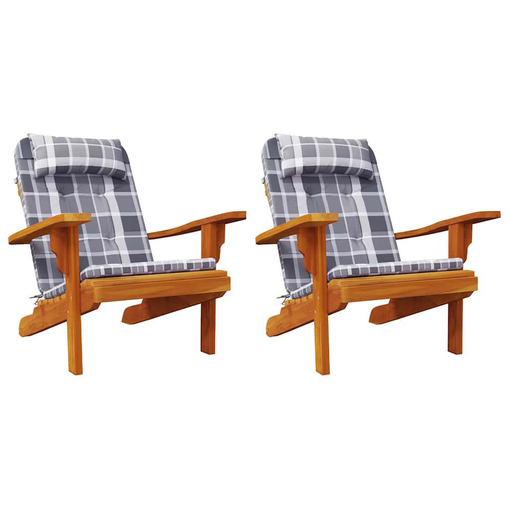 Jastuci za stolicu Adirondack 2 kom sivi karirani od tkanine