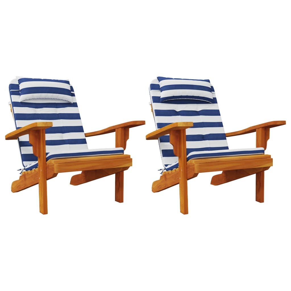 Jastuci za stolicu Adirondack 2 kom plavo-bijele pruge tkanina