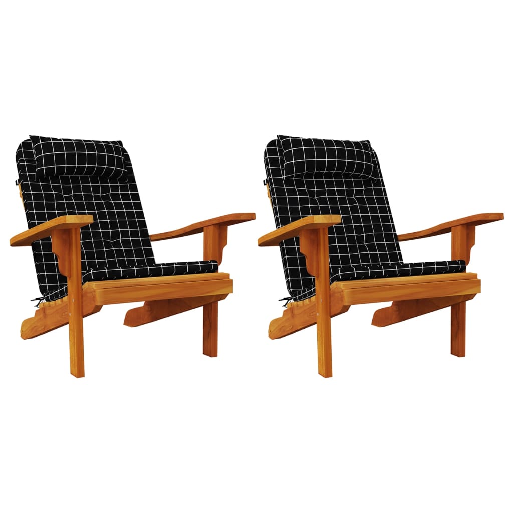 Jastuci za stolicu Adirondack 2 kom crni karirani od tkanine