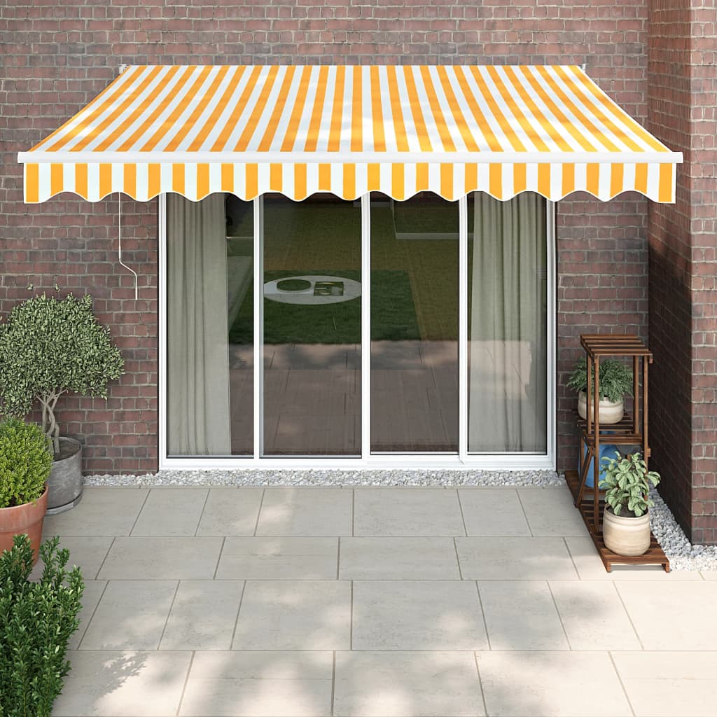 Tenda na uvlačenje žuto-bijela 3 x 2,5 m od tkanine i aluminija