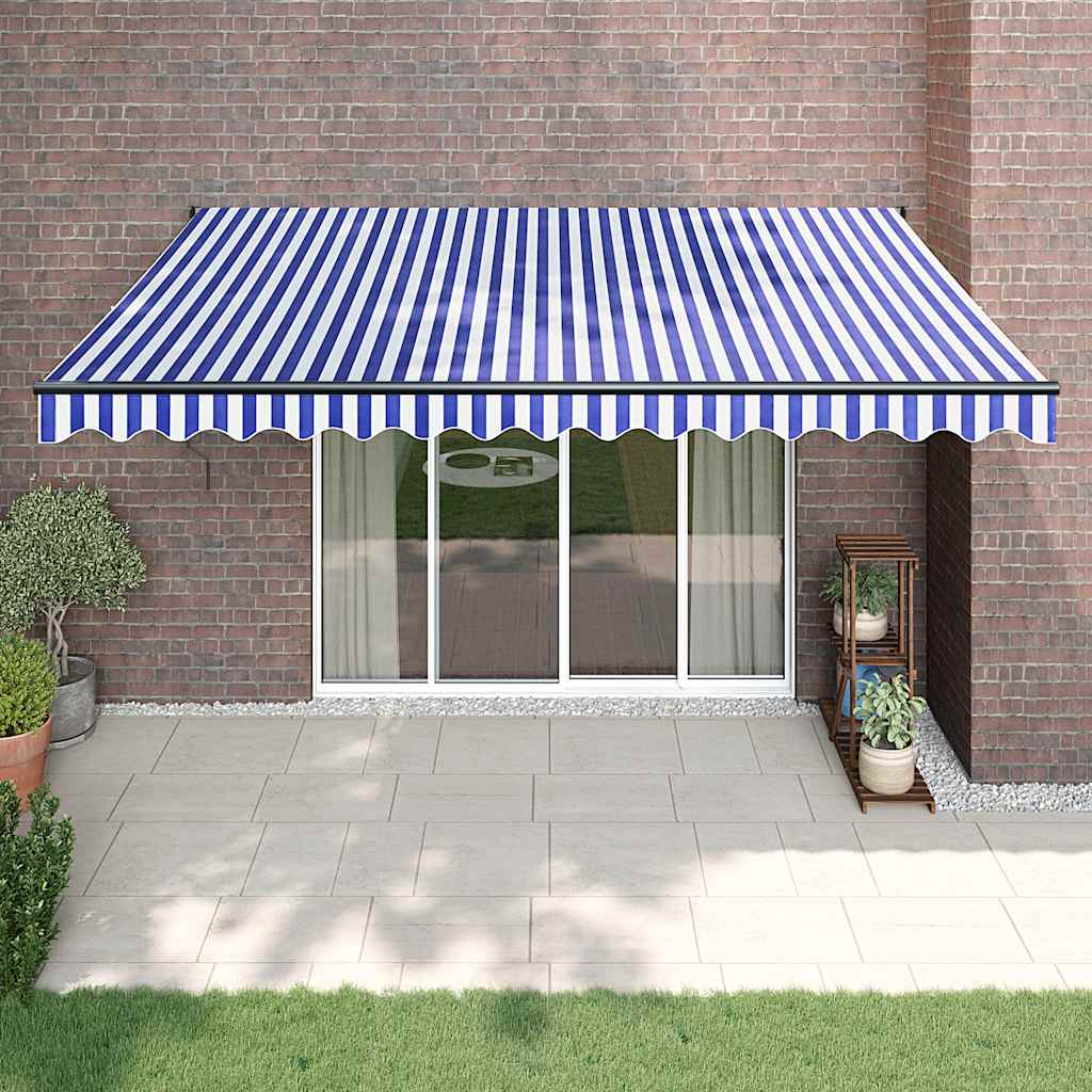 Tenda na uvlačenje plavo-bijela 4 x 3 m od tkanine i aluminija