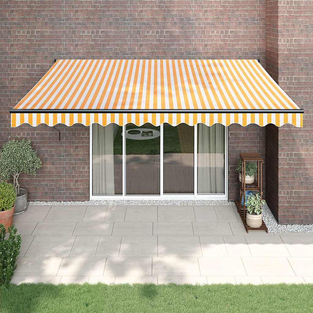 Tenda na uvlačenje žuto-bijela 4 x 3 m od tkanine i aluminija