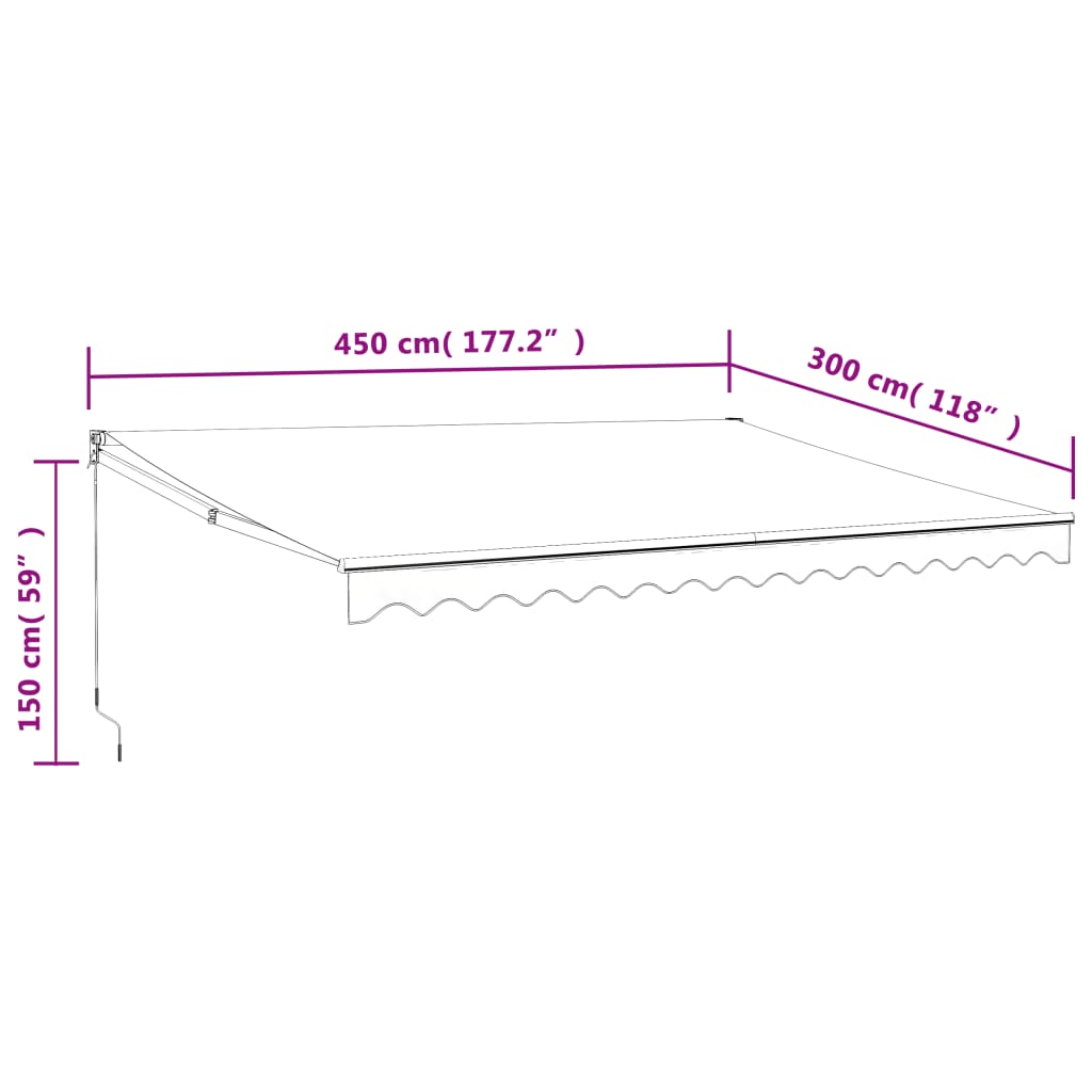 Automatska tenda na uvlačenje plavo-bijela 4,5 x 3 m