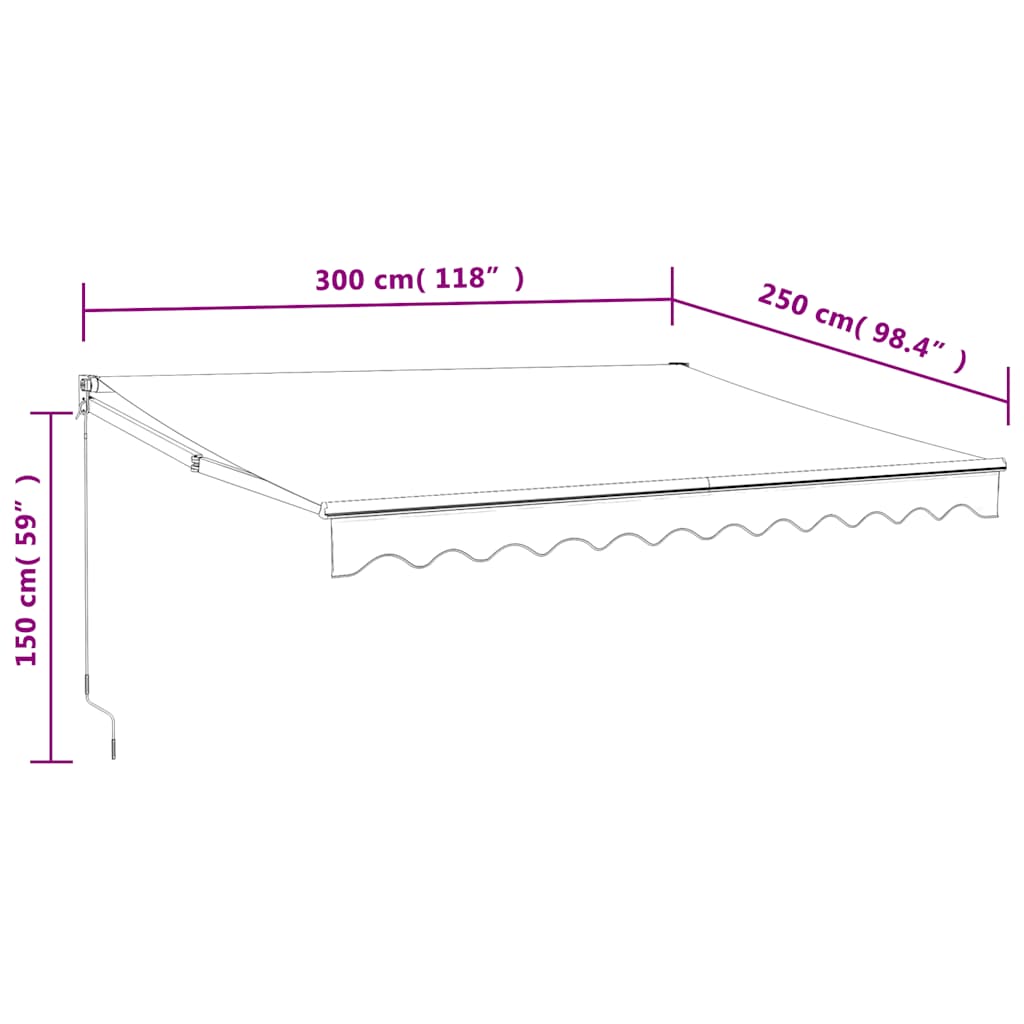 Automatska tenda na uvlačenje žuto-bijela 3 x 2,5 m