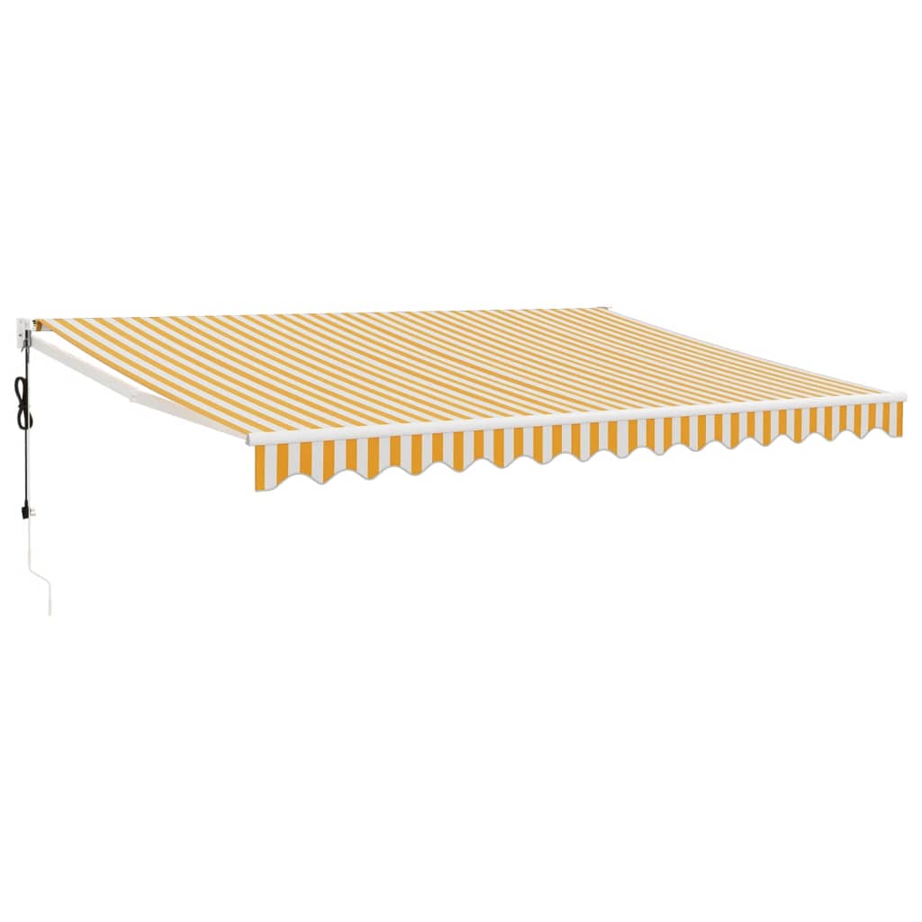Automatska tenda na uvlačenje žuto-bijela 4,5 x 3 m