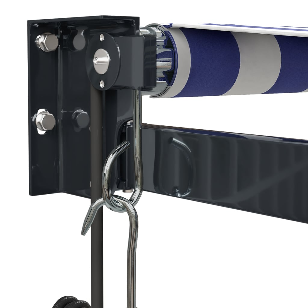 Automatska tenda na uvlačenje plavo-bijela 4,5 x 3 m
