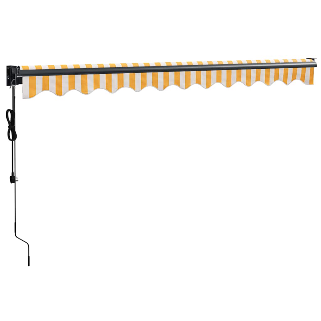 Automatska tenda na uvlačenje žuto-bijela 3,5 x 2,5 m