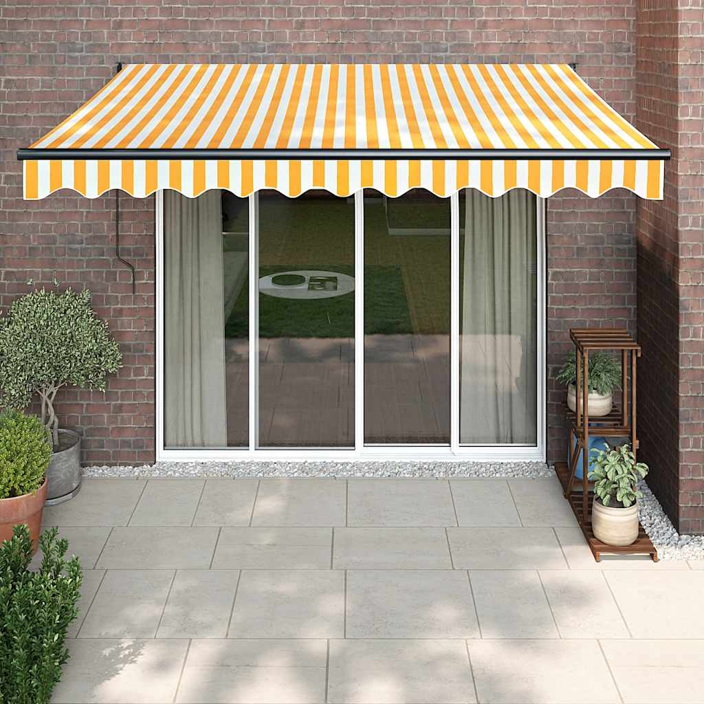 Automatska tenda na uvlačenje žuto-bijela 3,5 x 2,5 m