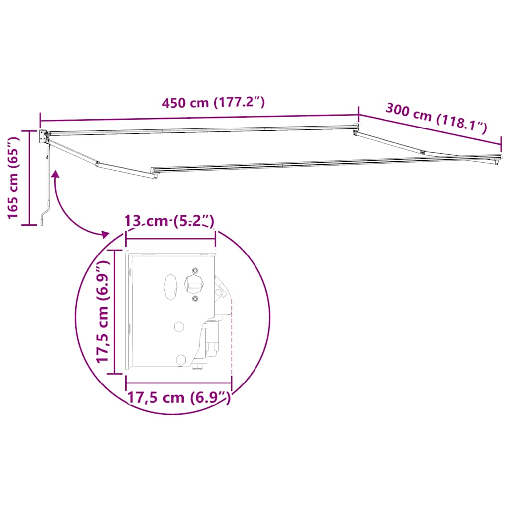 Automatska tenda na uvlačenje narančasto-smeđa 4,5 x 3 m