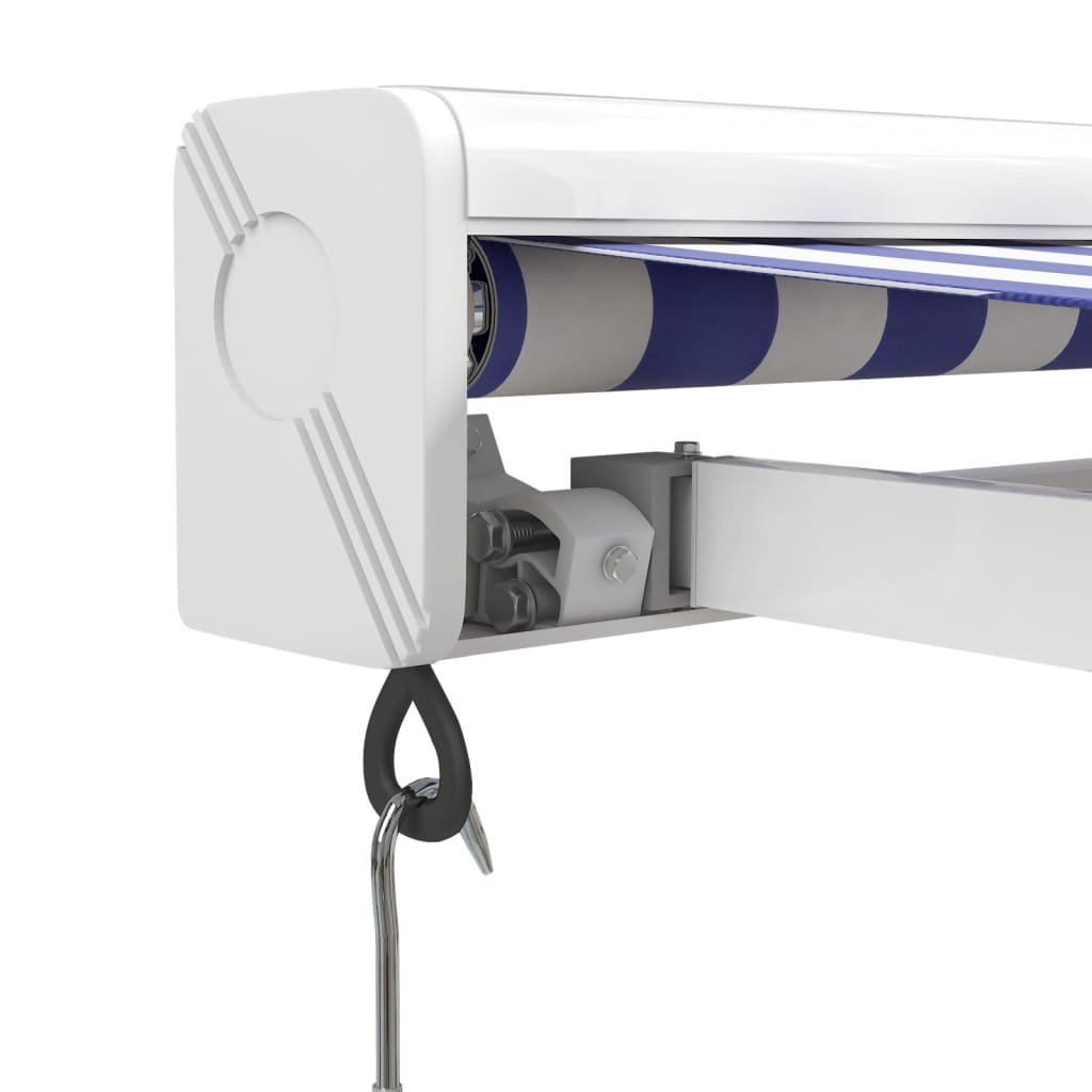 Tenda na uvlačenje plavo-bijela 4 x 3 m od tkanine i aluminija