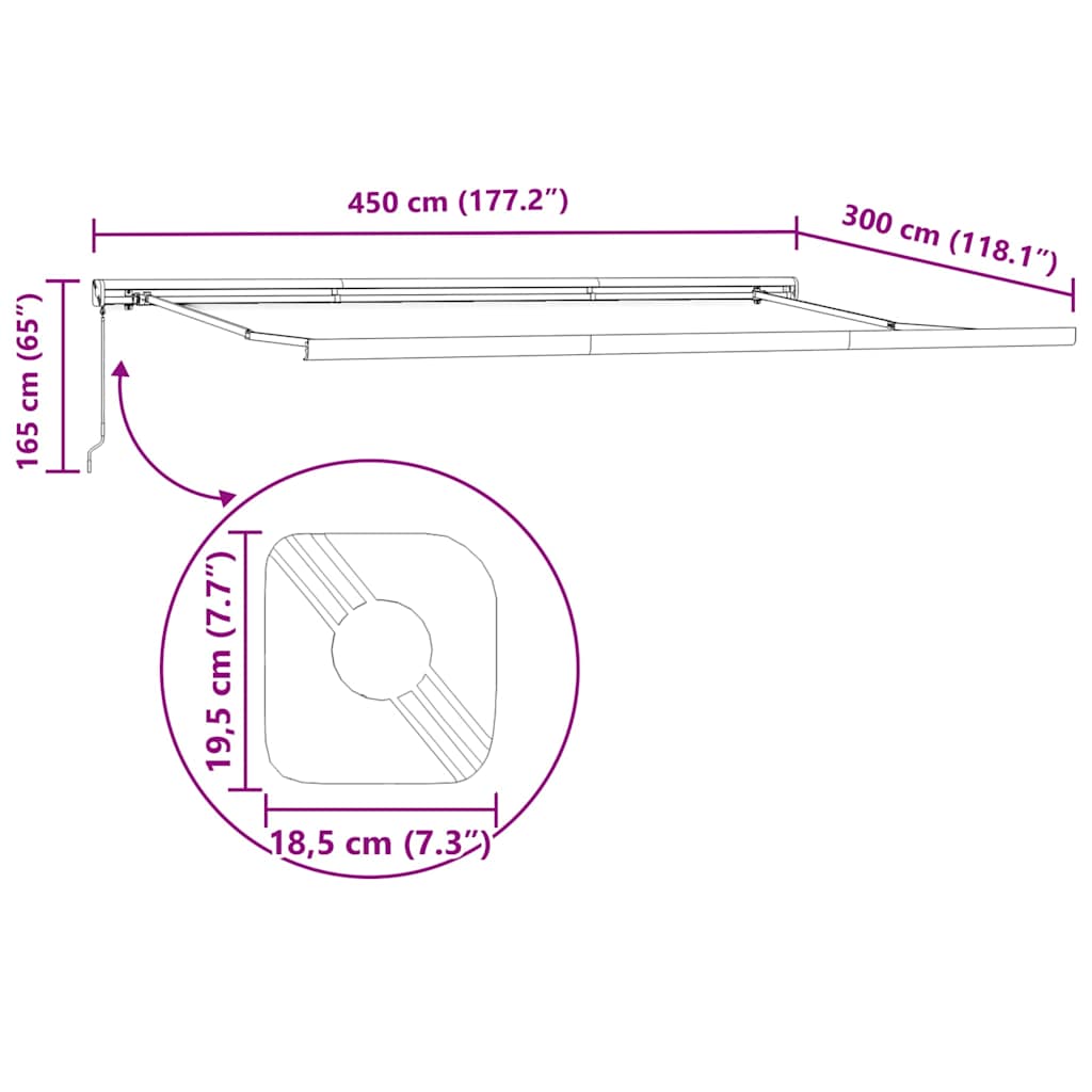 Tenda na uvlačenje žuto-bijela 4,5x3 m od tkanine i aluminija