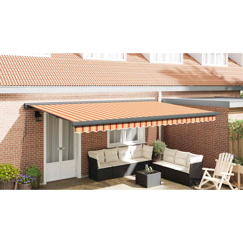 Tenda na uvlačenje žuto-bijela 4,5x3 m od tkanine i aluminija