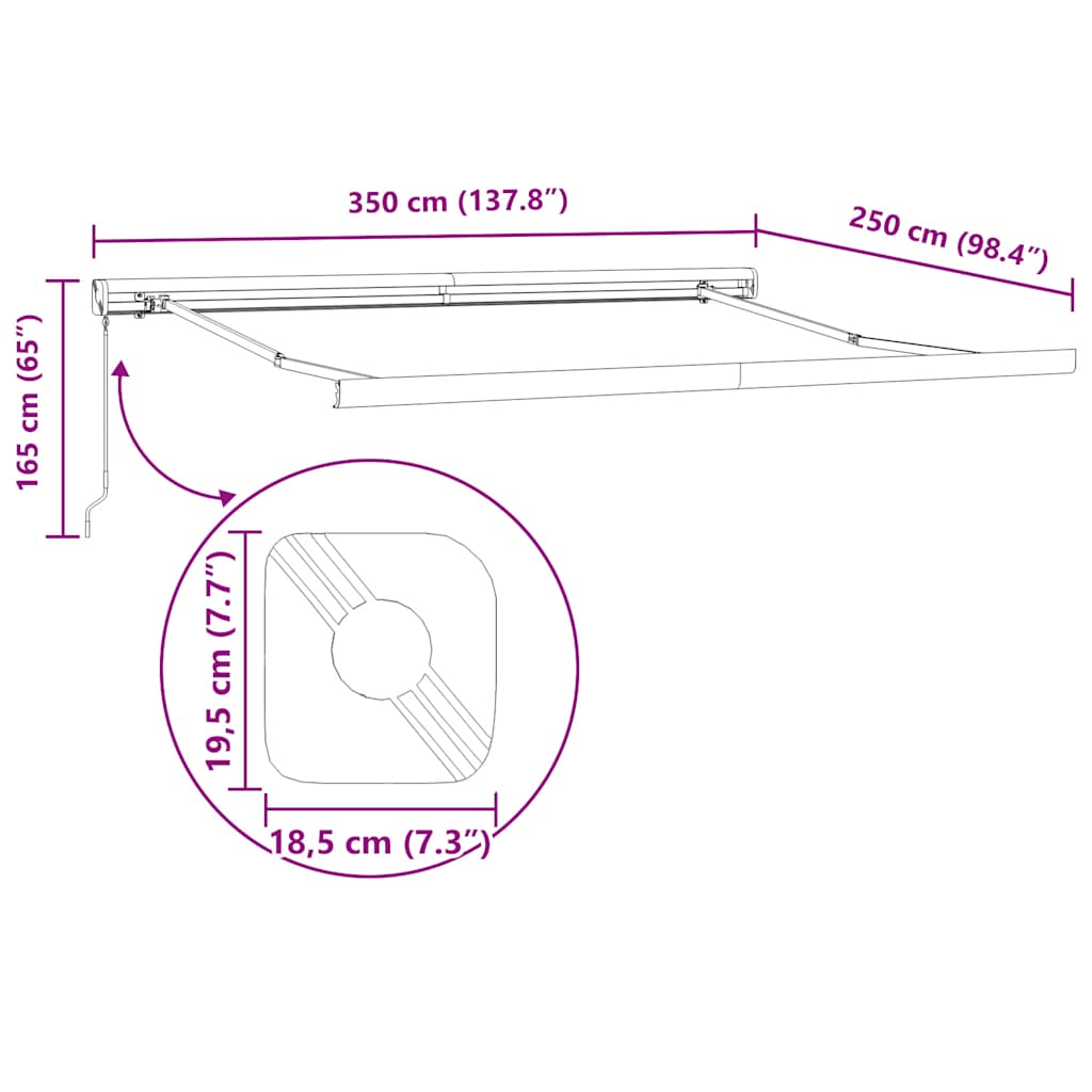 Tenda na uvlačenje narančasto-smeđa 3,5x2,5 m tkanina/aluminij