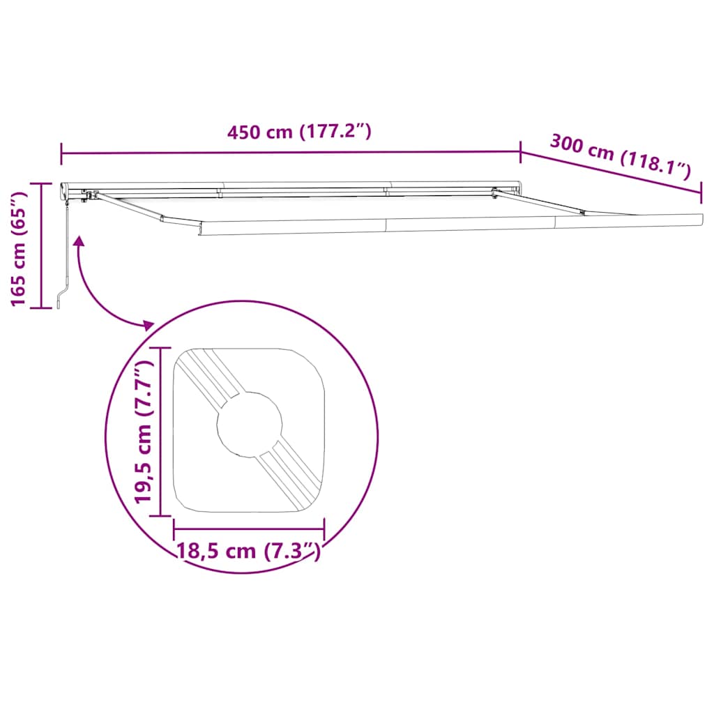 Tenda na uvlačenje narančasto-smeđa 4,5x3 m tkanina i aluminij