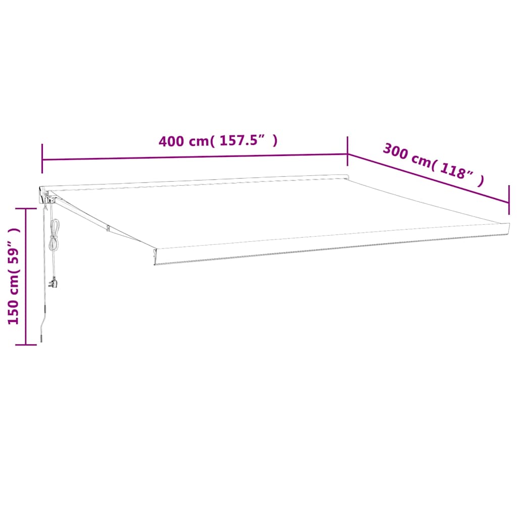 Tenda na uvlačenje krem 4 x 3 m od tkanine i aluminija