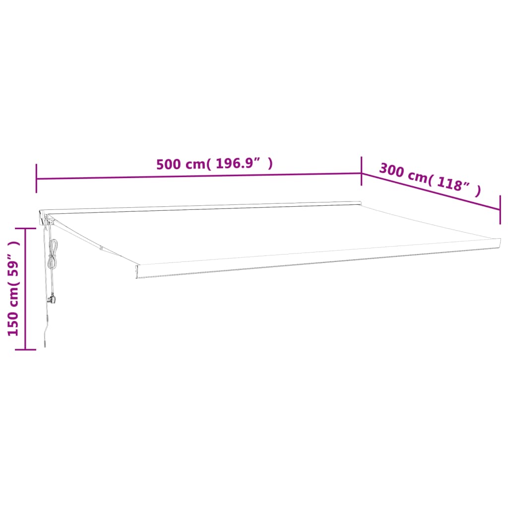 Tenda na uvlačenje žuto-bijela 5 x 3 m od tkanine i aluminija