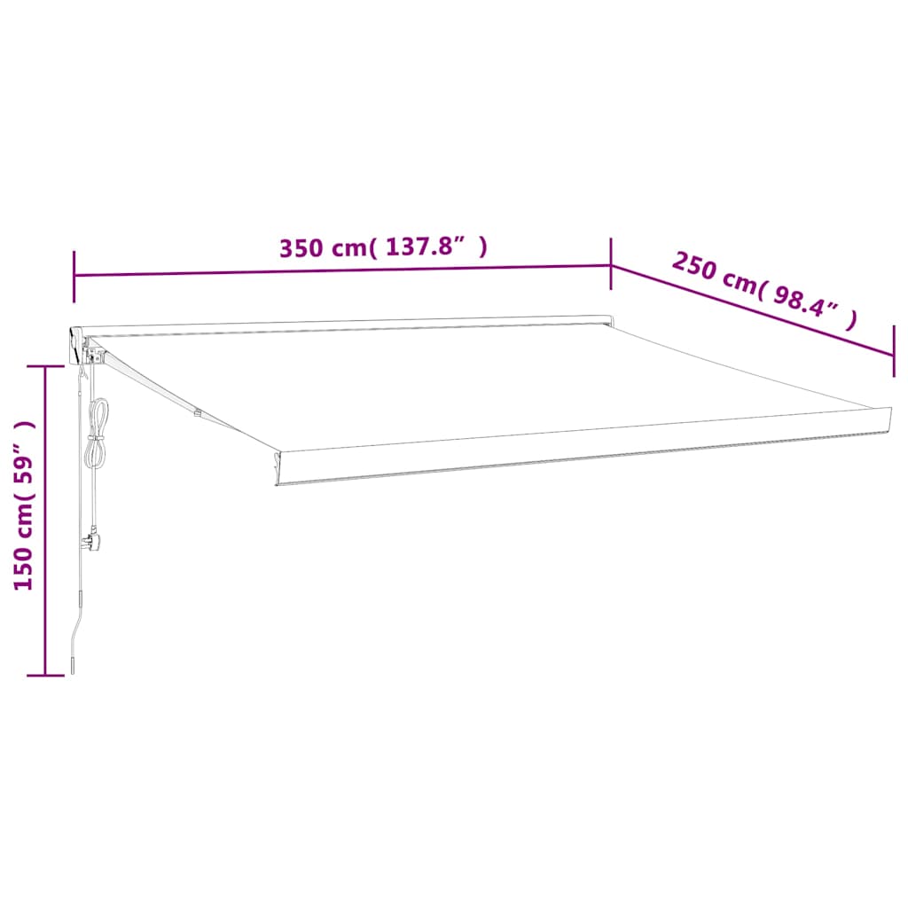 Tenda na uvlačenje narančasto-smeđa 3,5x2,5 m tkanina/aluminij