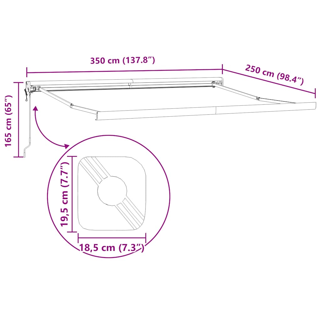 Tenda na uvlačenje narančasto-smeđa 3,5x2,5 m tkanina/aluminij