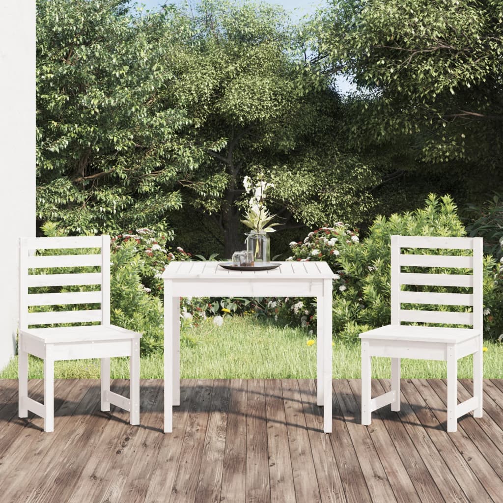3-dijelni vrtni bistro set bijeli od masivne borovine