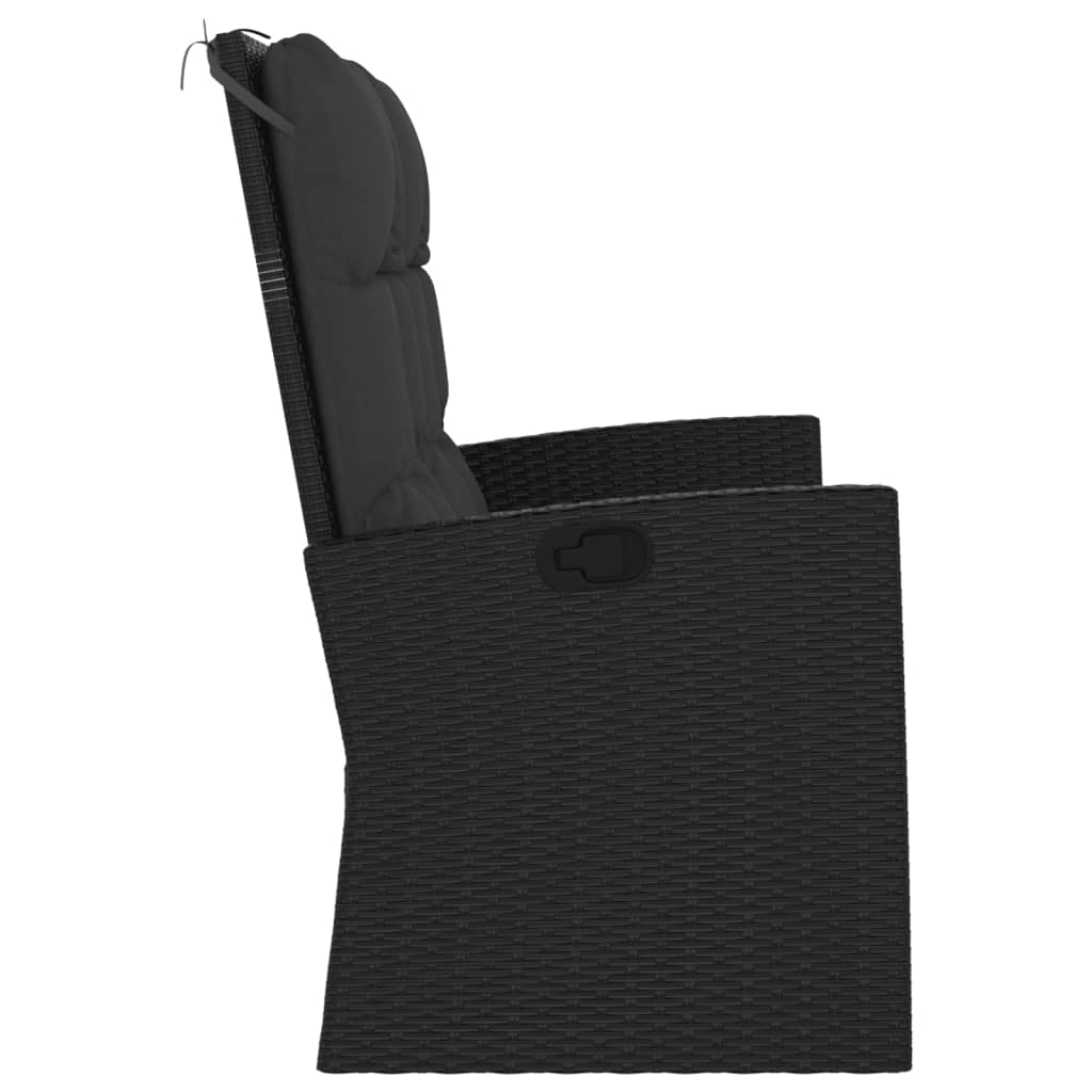 Nagibna vrtna klupa s jastucima crna 118 cm od poliratana
