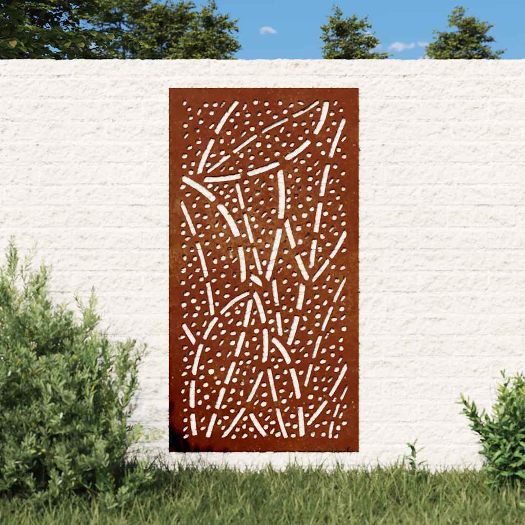 Vrtni zidni ukras 105 x 55 cm od čelika COR-TEN s uzorkom lišća