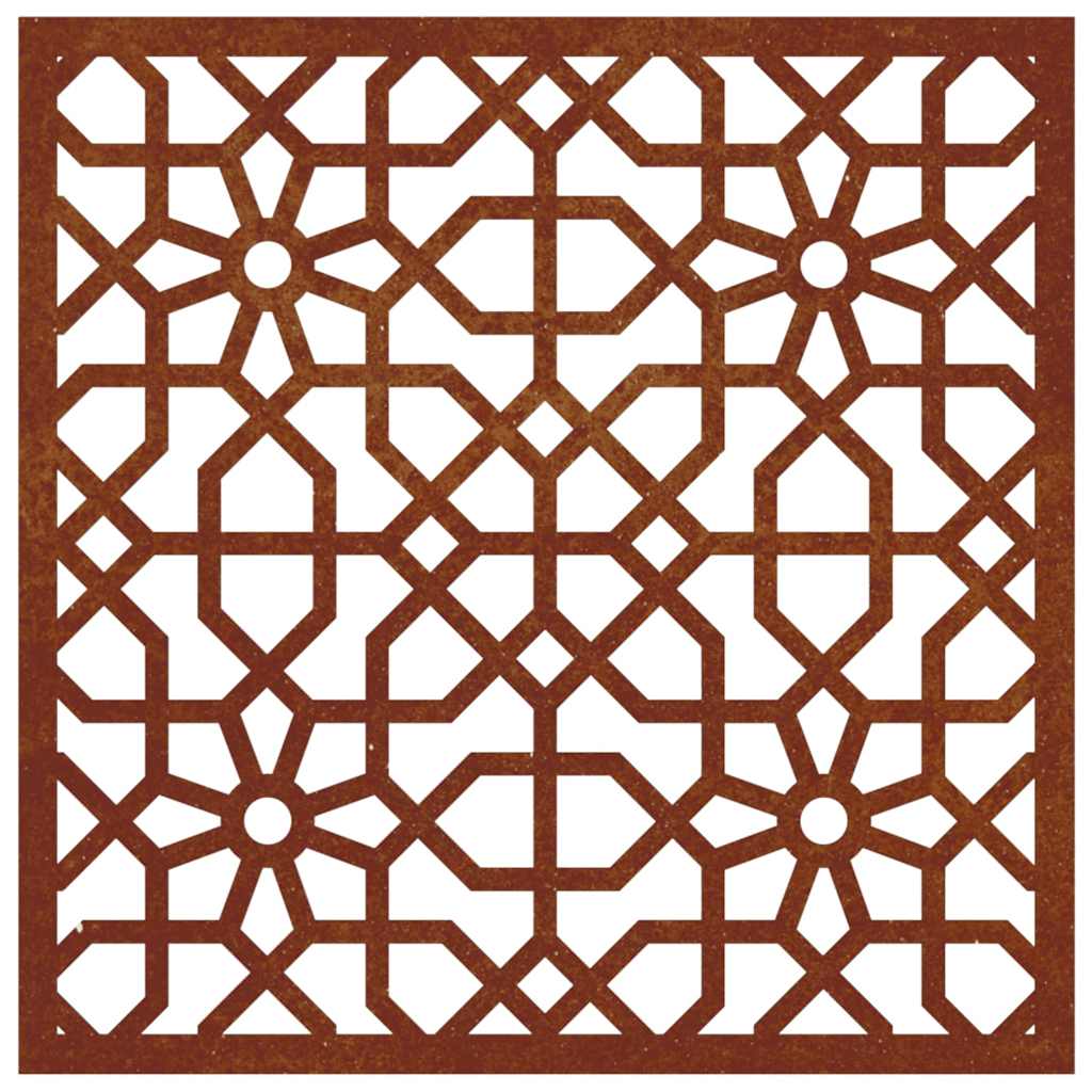 Vrtni zidni ukras 55 x 55 cm čelik COR-TEN s maurskim uzorkom