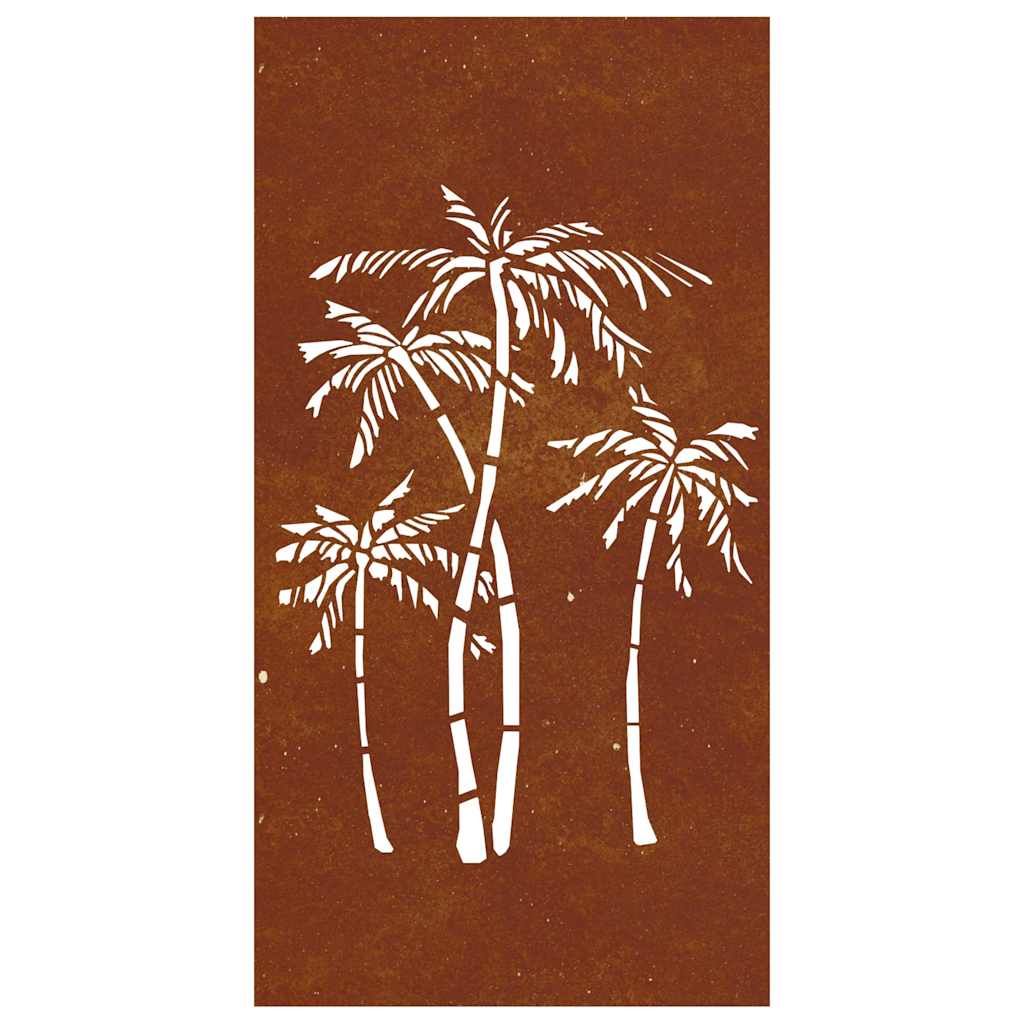 Vrtni zidni ukras 105 x 55 cm čelik COR-TEN s uzorkom palme