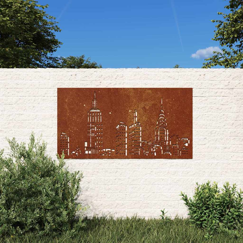 Vrtni zidni ukras 105 x 55 cm čelik COR-TEN s uzorkom horizonta
