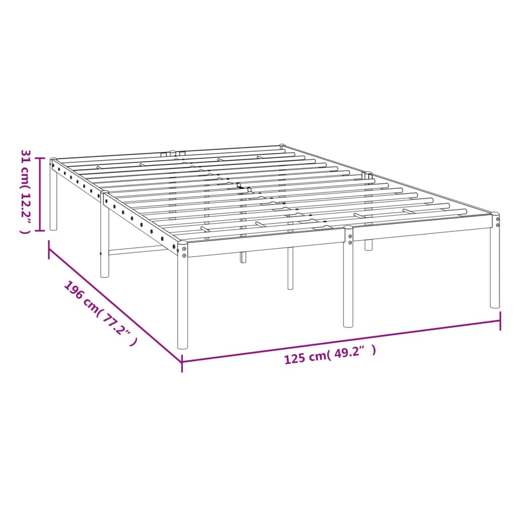 Metalni okvir za krevet crni 120 x 190 cm
