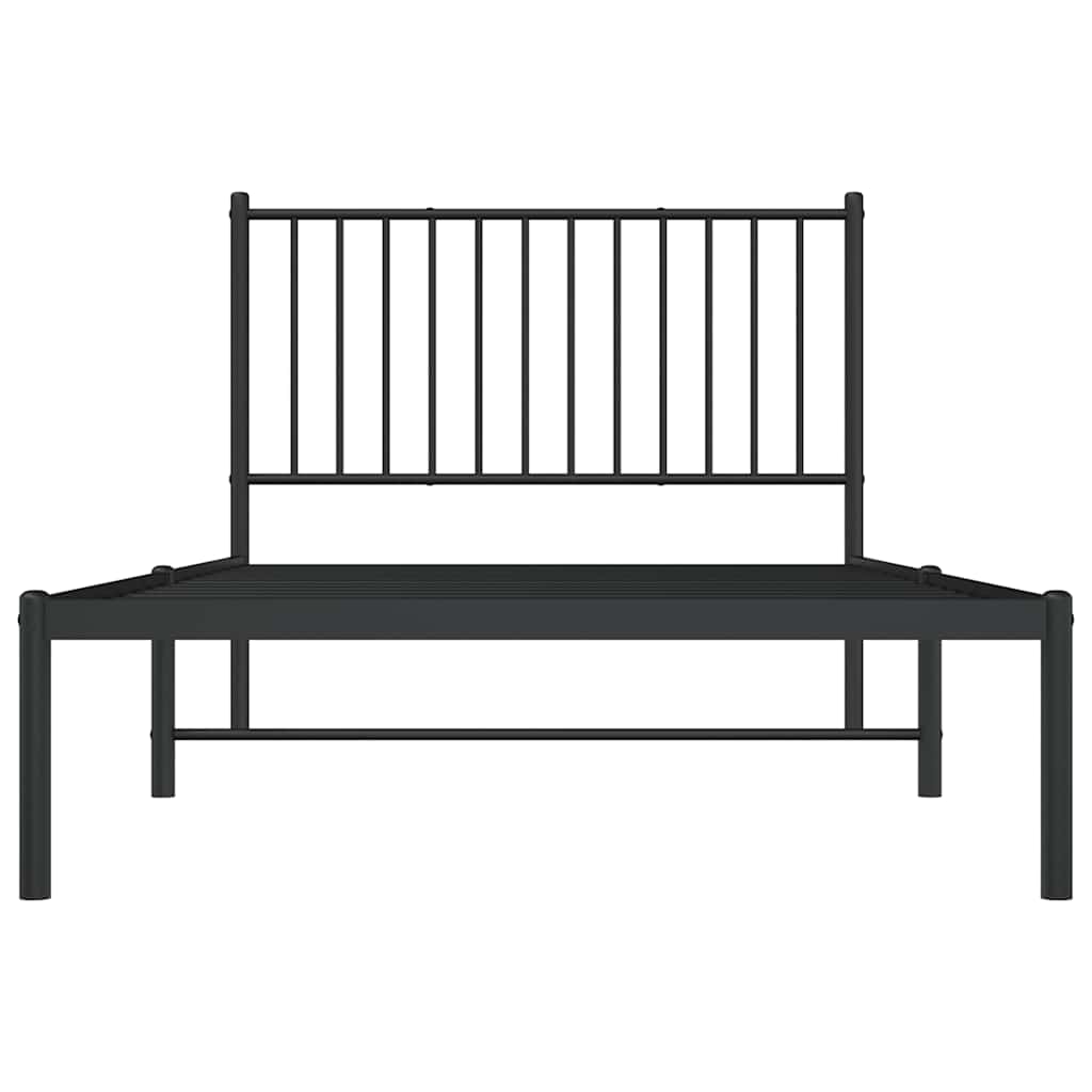 Metalni okvir za krevet s uzglavljem crni 100x190 cm