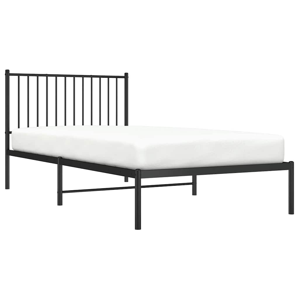 Metalni okvir za krevet s uzglavljem crni 100x200 cm