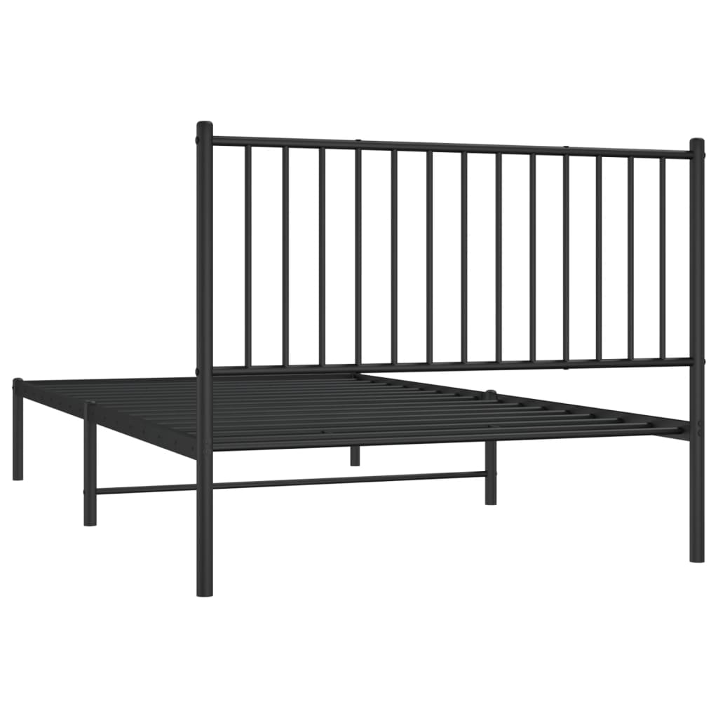 Metalni okvir za krevet s uzglavljem crni 107x203 cm