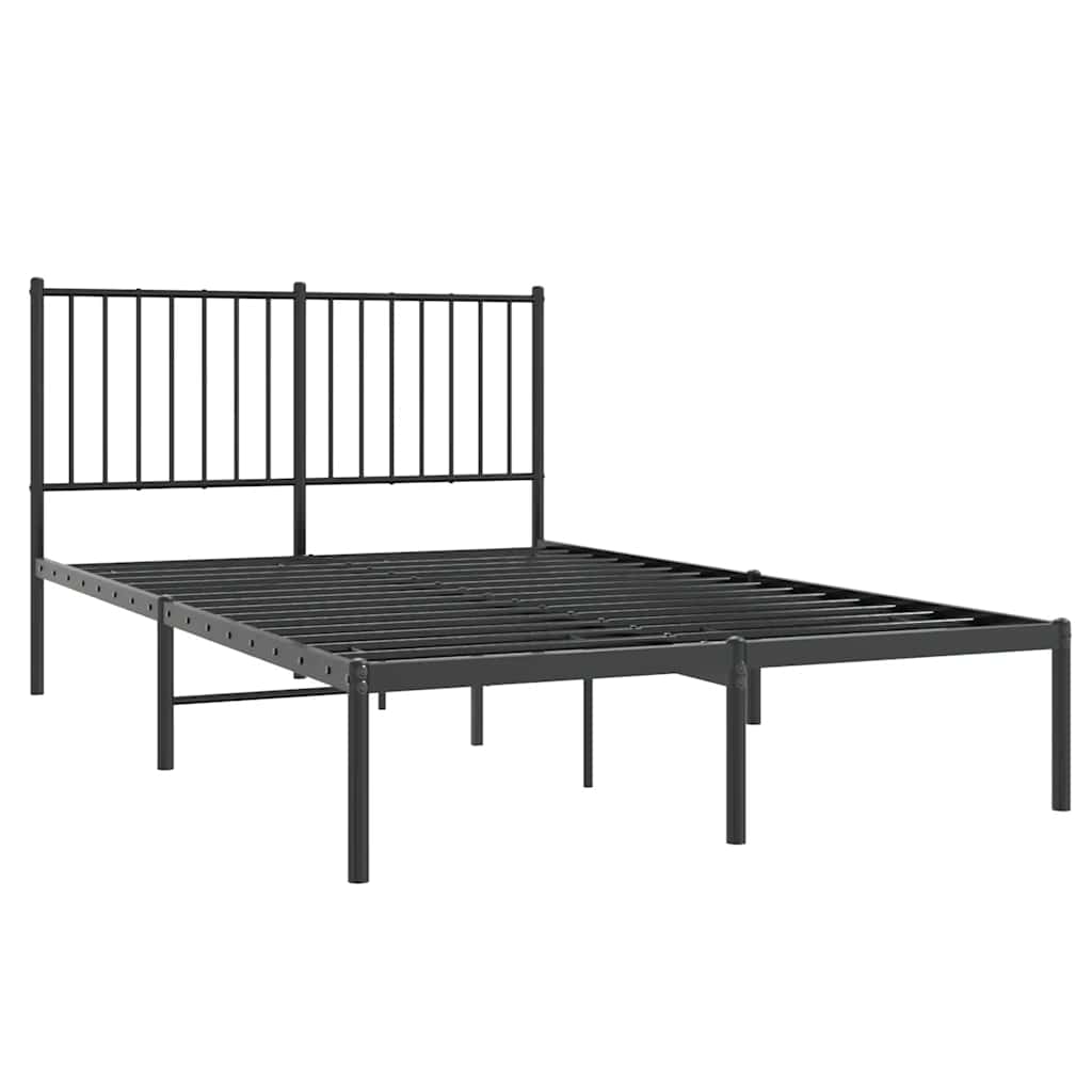 Metalni okvir za krevet s uzglavljem crni 120x190 cm