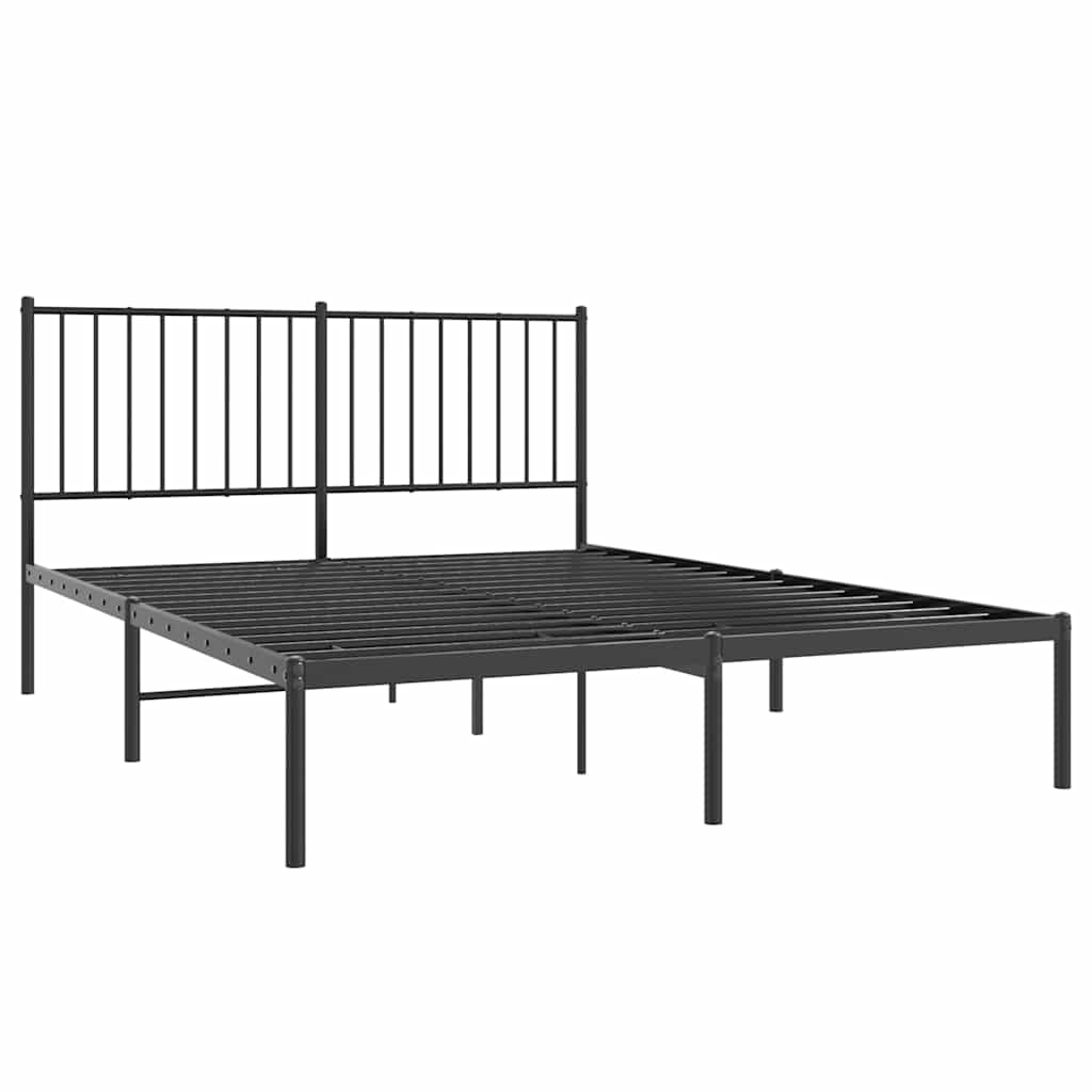 Metalni okvir za krevet s uzglavljem crni 135x190 cm