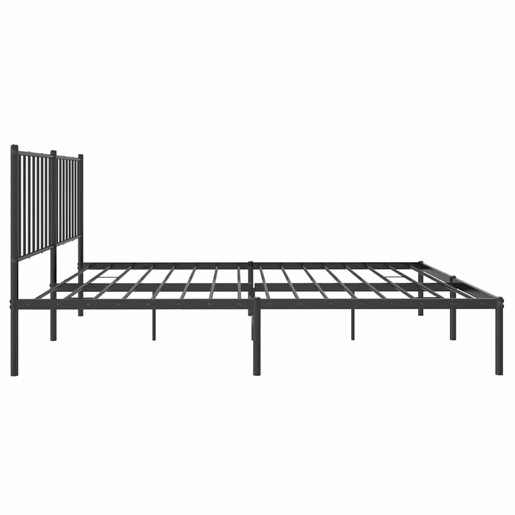 Metalni okvir za krevet s uzglavljem crni 135x190 cm