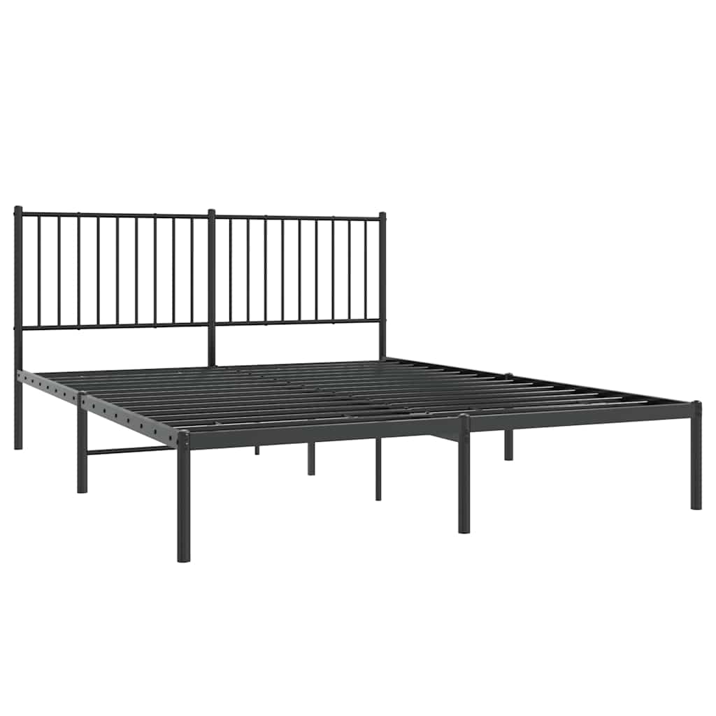 Metalni okvir za krevet s uzglavljem crni 160x200 cm