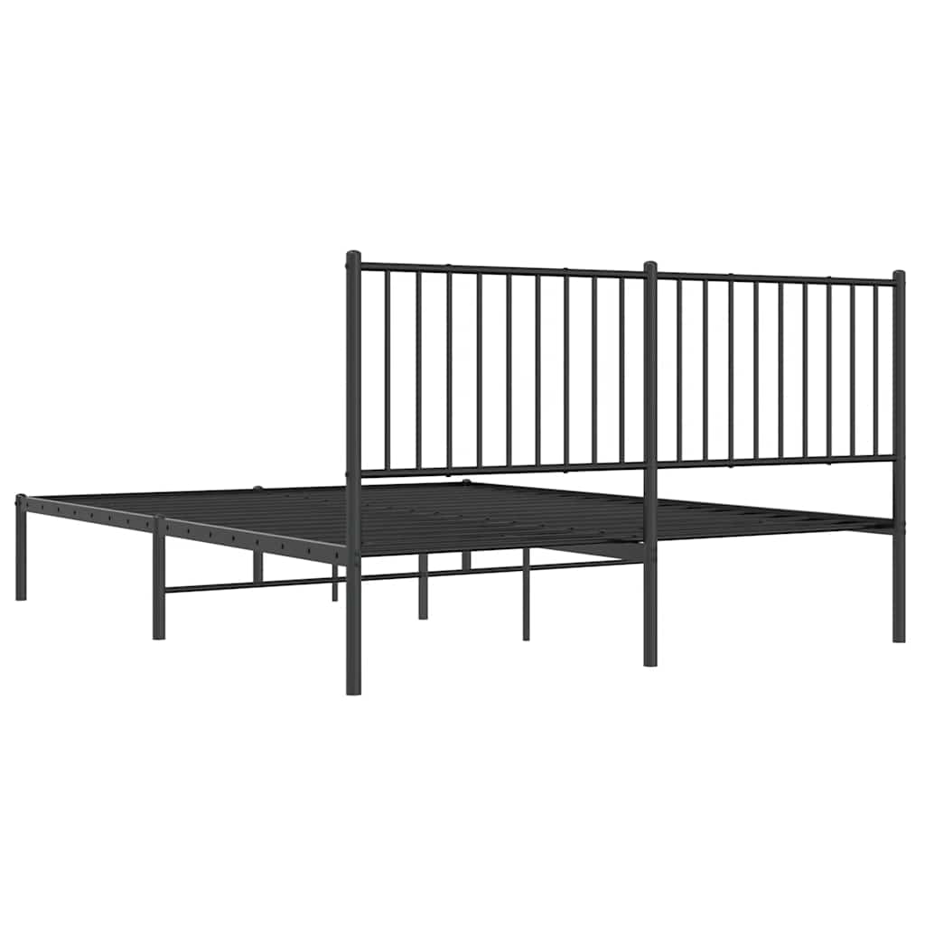 Metalni okvir za krevet s uzglavljem crni 160x200 cm