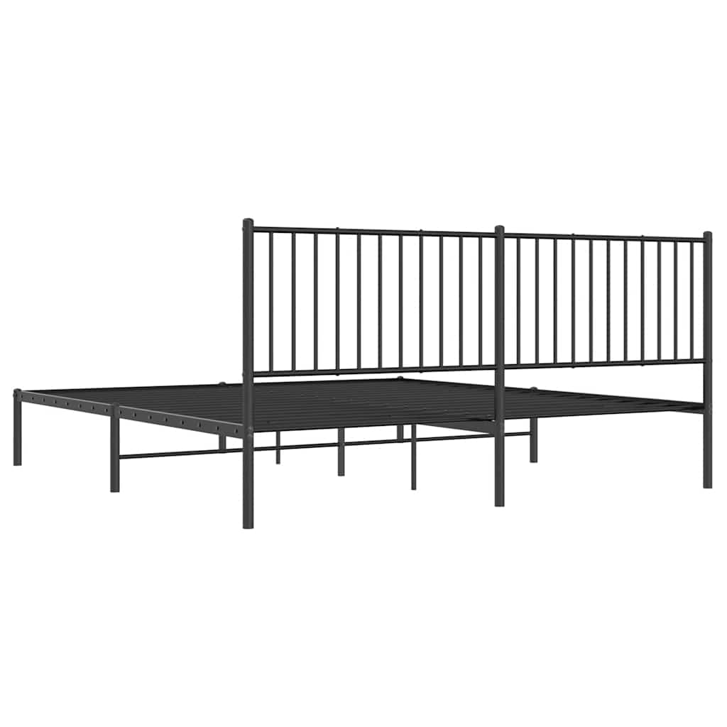 Metalni okvir za krevet s uzglavljem crni 180x200 cm