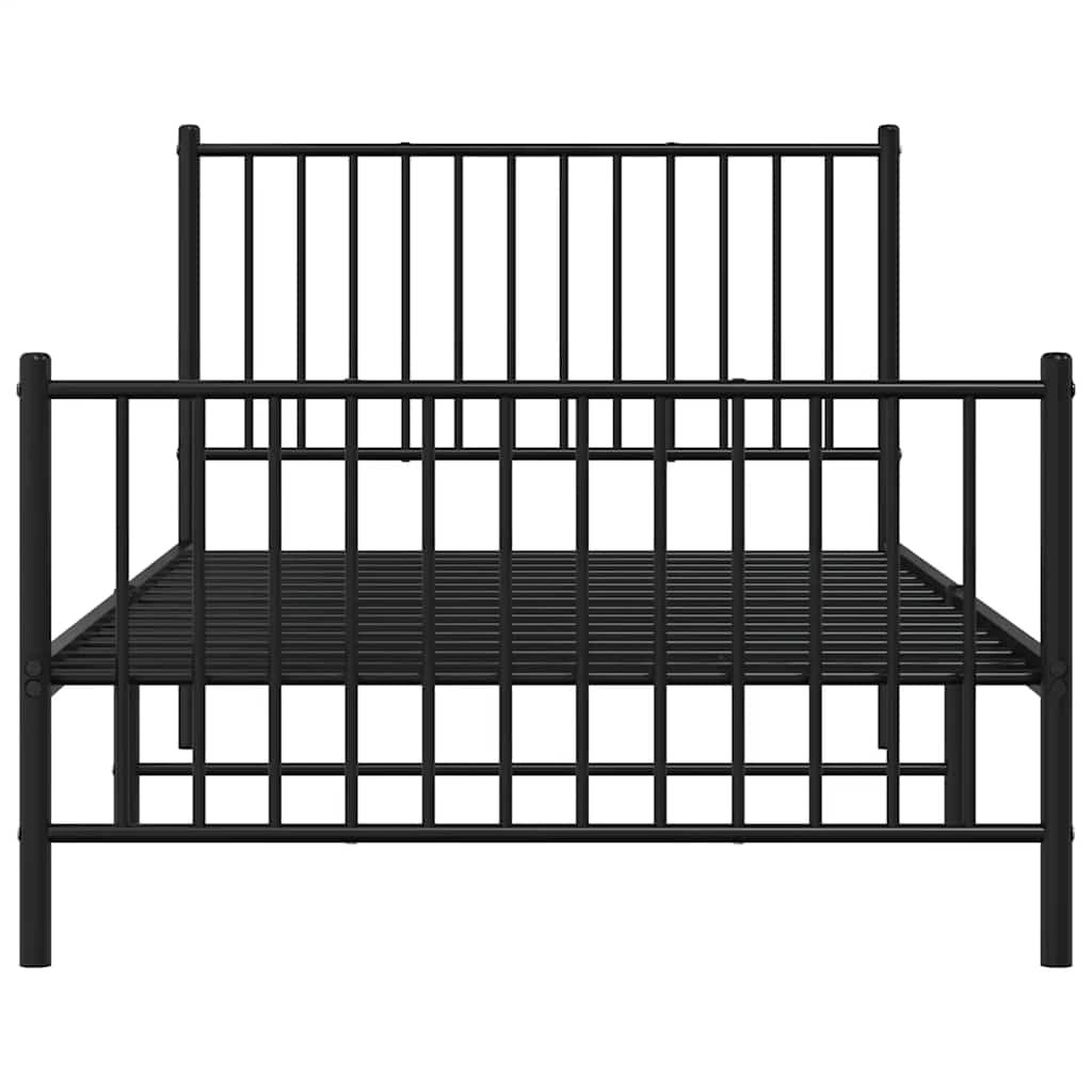 Metalni okvir kreveta uzglavlje i podnožje crni 100x200 cm
