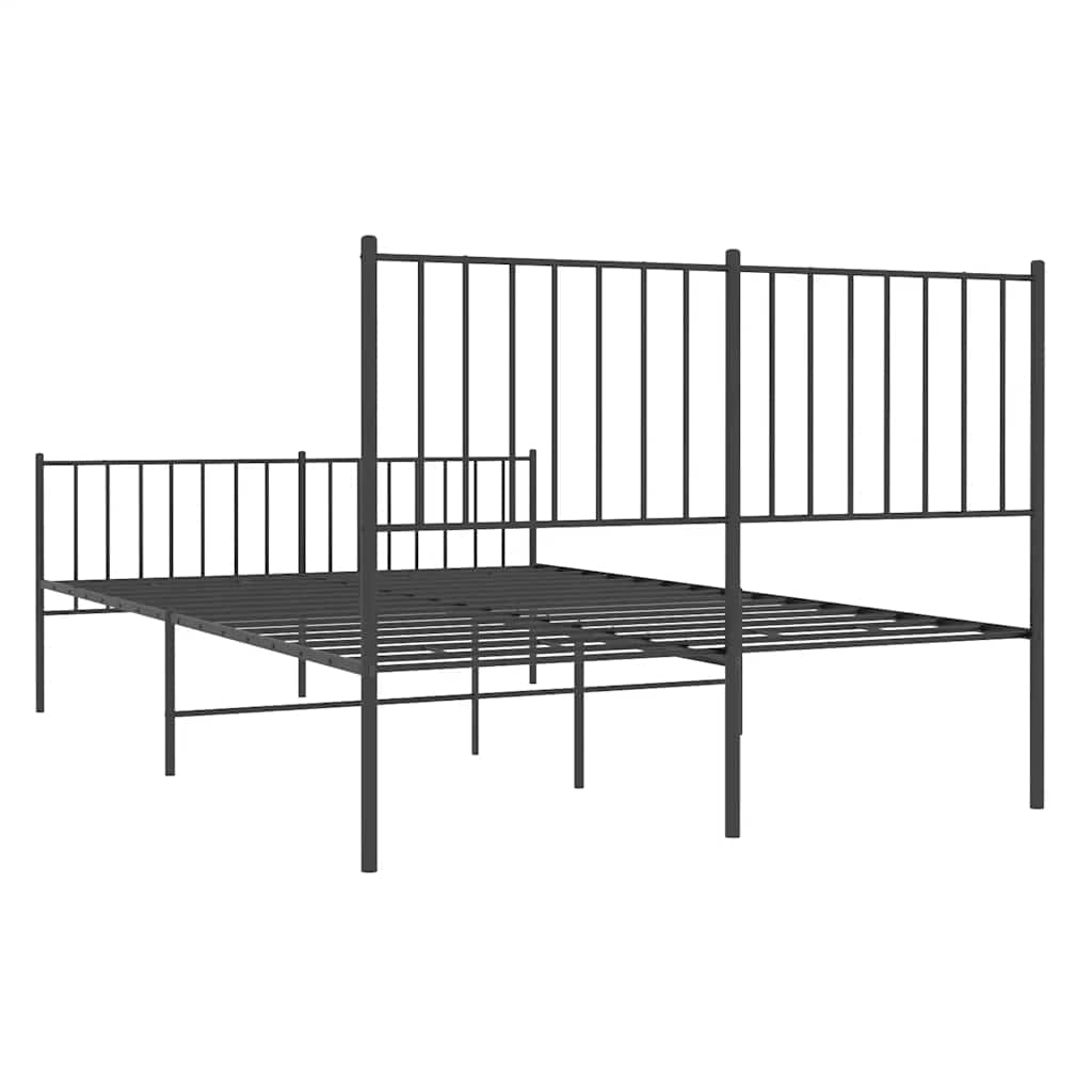 Metalni okvir kreveta uzglavlje i podnožje crni 120x200 cm