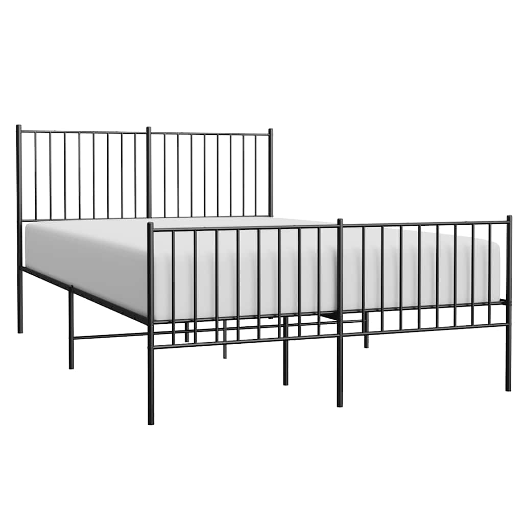 Metalni okvir kreveta uzglavlje i podnožje crni 135x190 cm