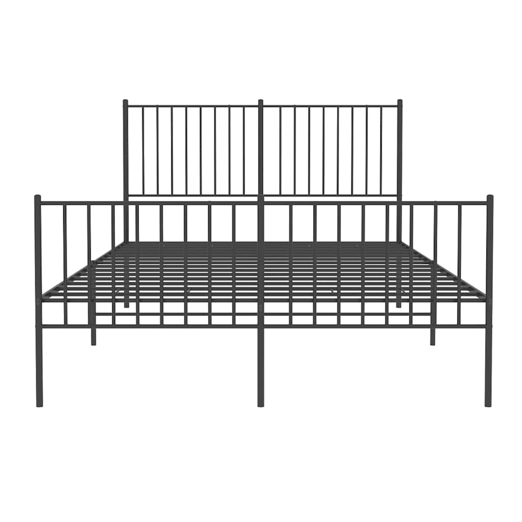 Metalni okvir kreveta uzglavlje i podnožje crni 135x190 cm