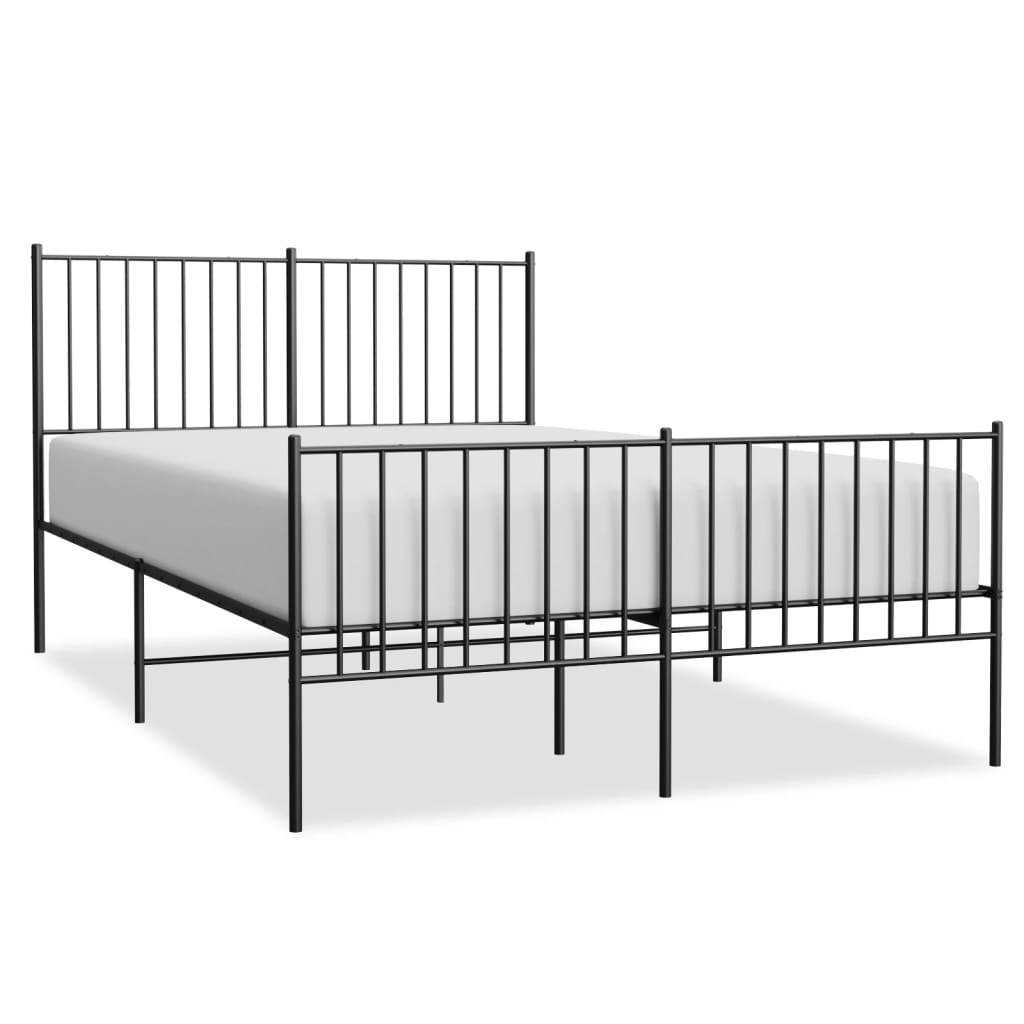 Metalni okvir kreveta uzglavlje i podnožje crni 140x190 cm