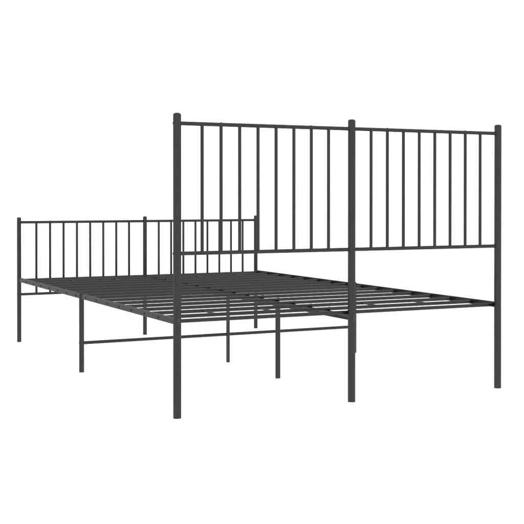 Metalni okvir kreveta uzglavlje i podnožje crni 140x190 cm