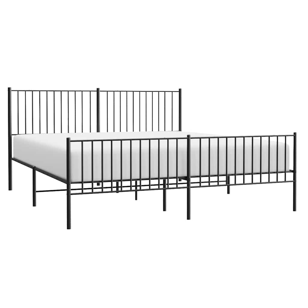 Metalni okvir kreveta uzglavlje i podnožje crni 183x213 cm