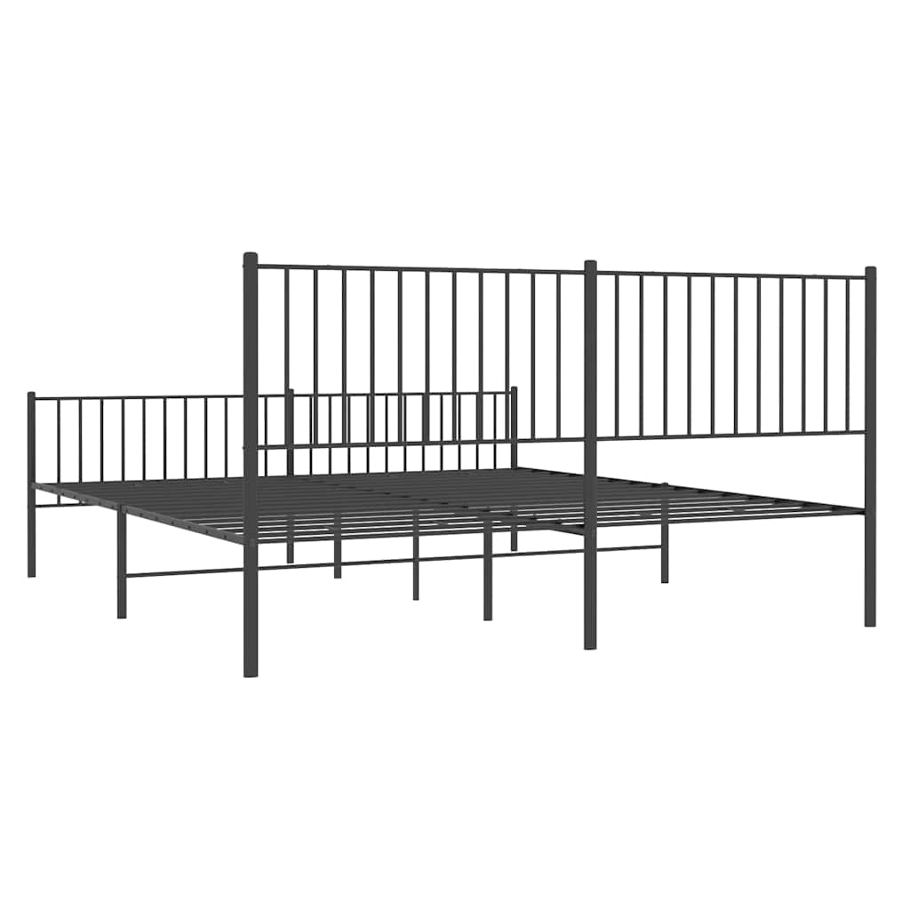 Metalni okvir kreveta uzglavlje i podnožje crni 183x213 cm