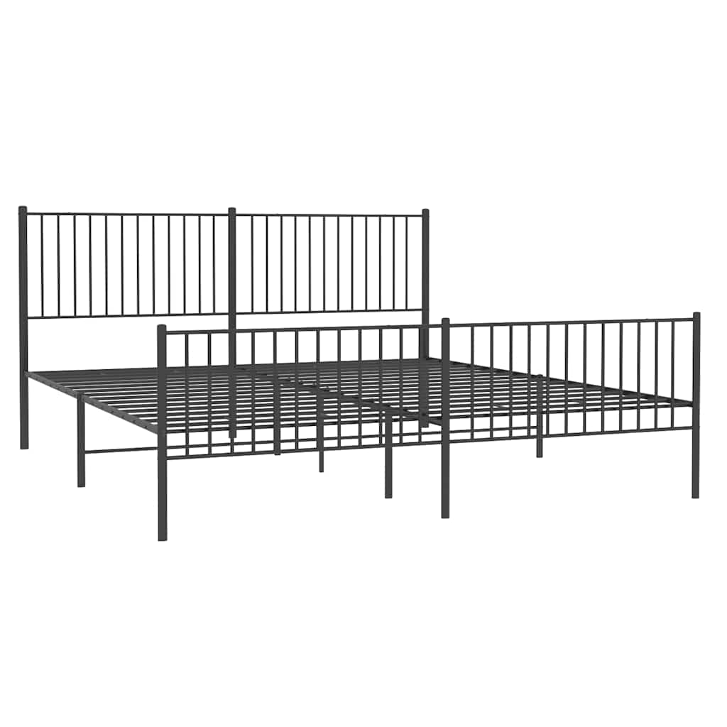 Metalni okvir kreveta uzglavlje i podnožje crni 193x203 cm