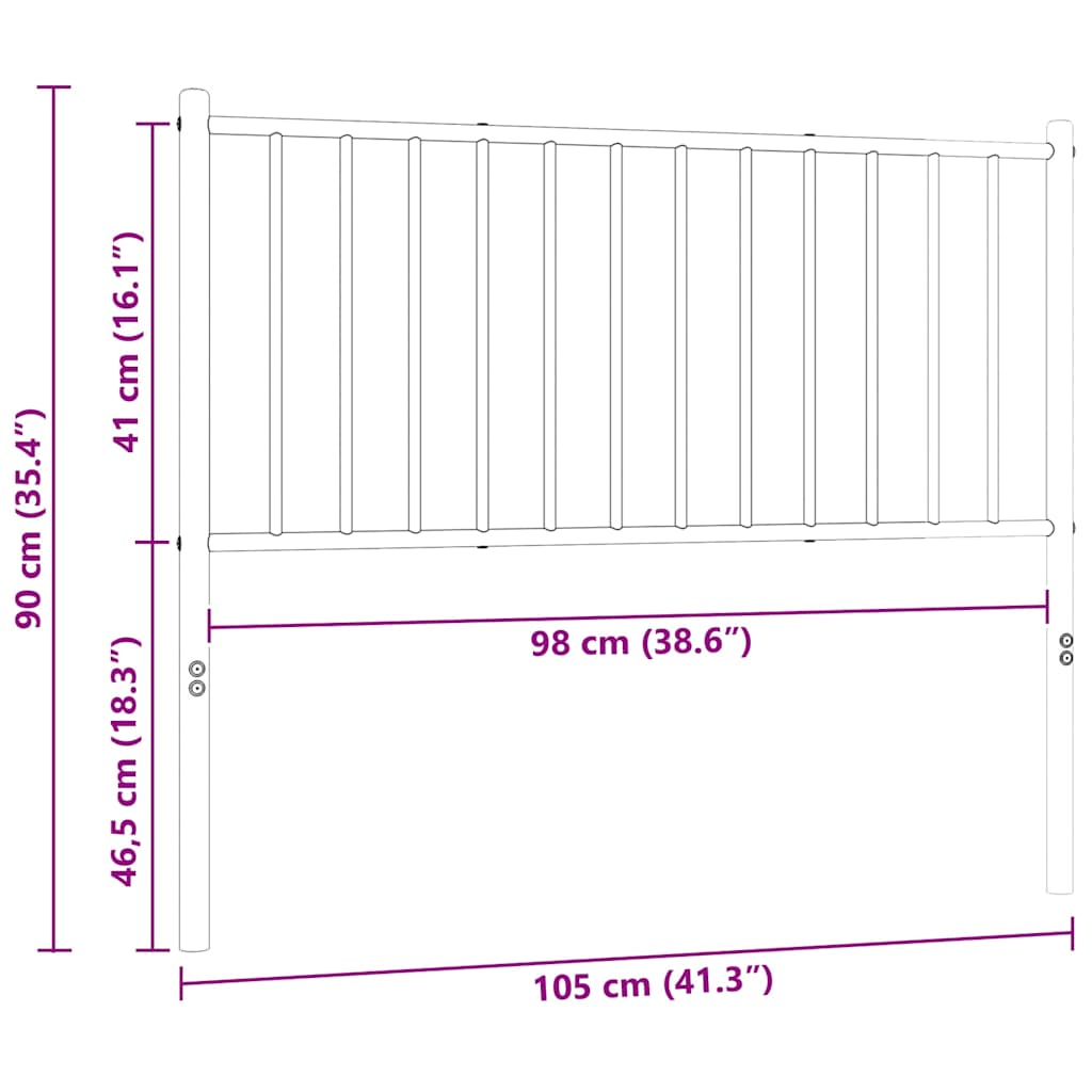 Metalno zamjensko uzglavlje crno 100 cm